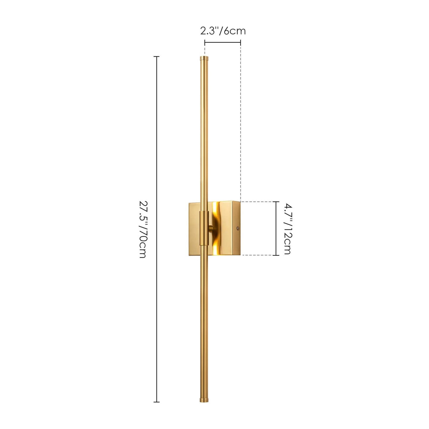 Applique murale linéaire moderne à 1 ampoule, noire/dorée/nickel, à LED, à intensité variable, pour salle de bain