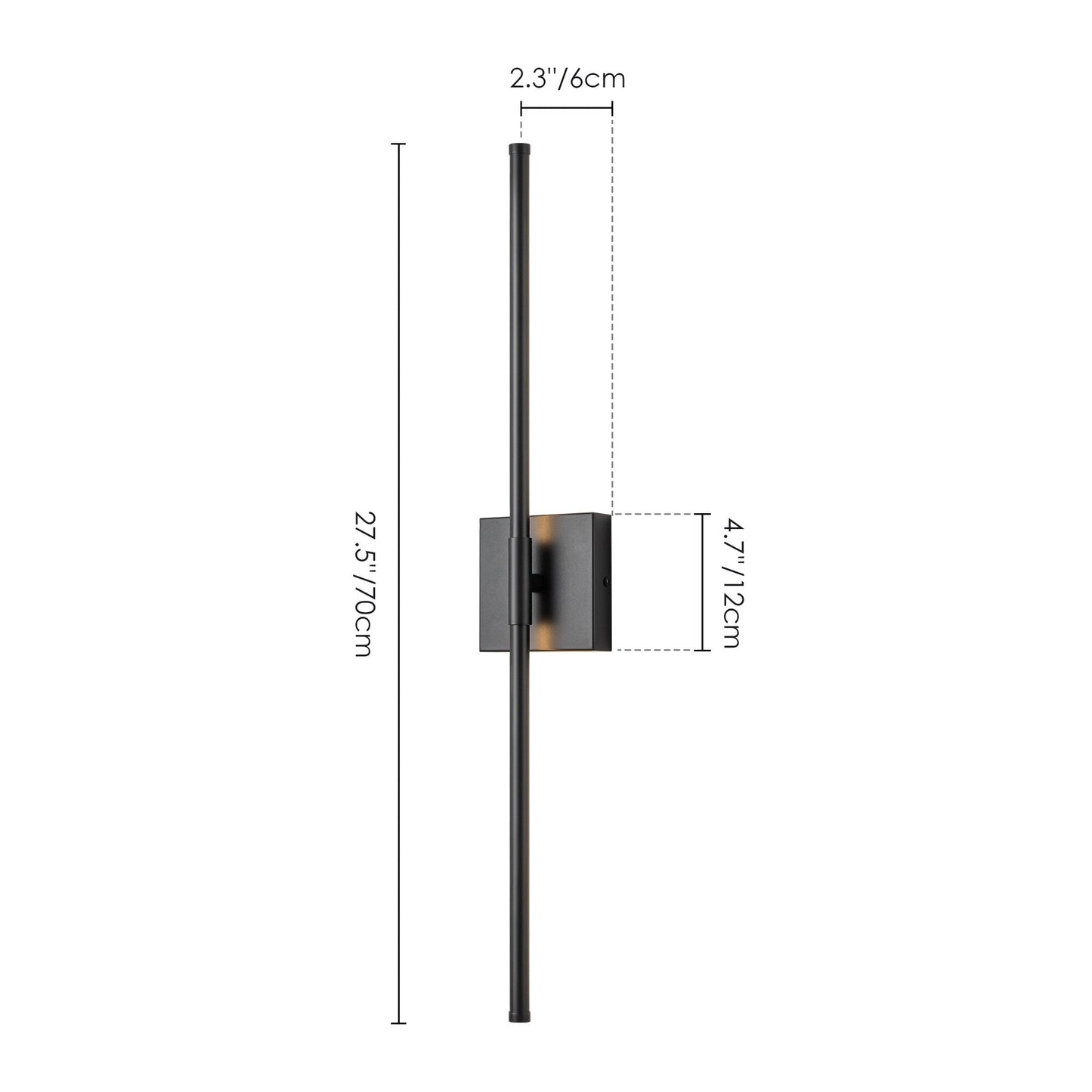 Applique murale linéaire moderne à 1 ampoule, noire/dorée/nickel, à LED, à intensité variable, pour salle de bain