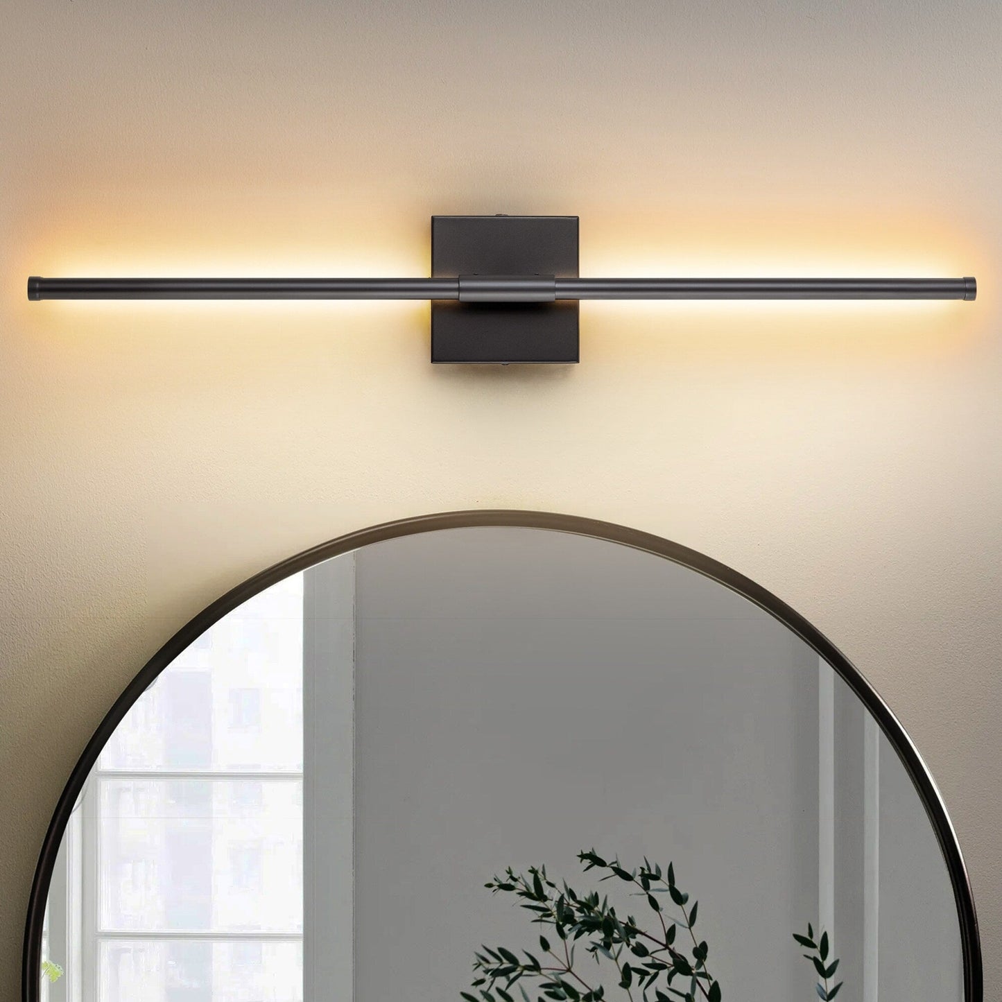 Applique murale linéaire moderne à 1 ampoule, noire/dorée/nickel, à LED, à intensité variable, pour salle de bain