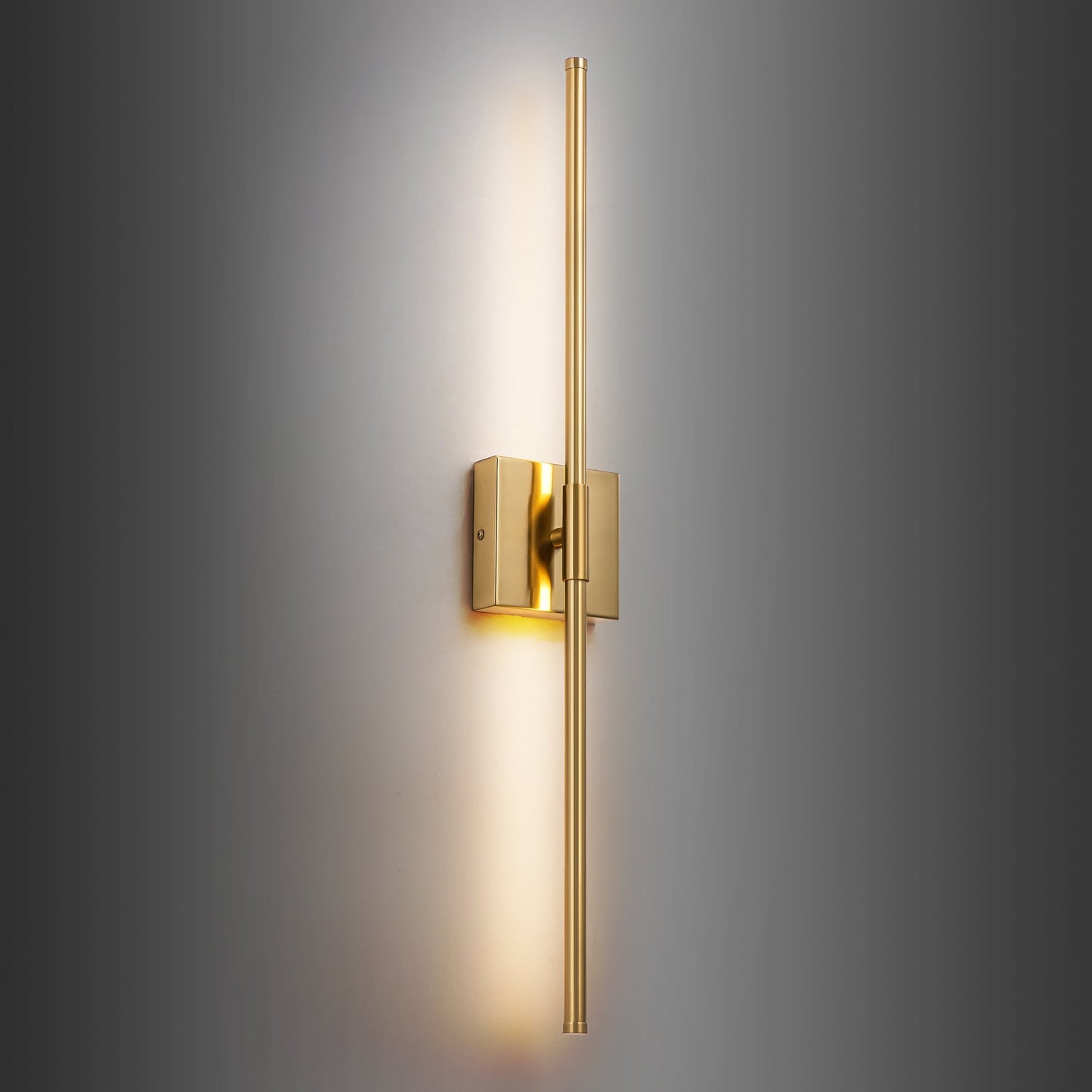 Applique murale linéaire moderne à 1 ampoule, noire/dorée/nickel, à LED, à intensité variable, pour salle de bain
