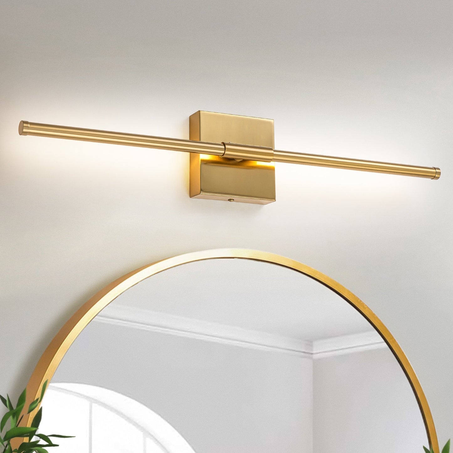 Applique murale linéaire moderne à 1 ampoule, noire/dorée/nickel, à LED, à intensité variable, pour salle de bain