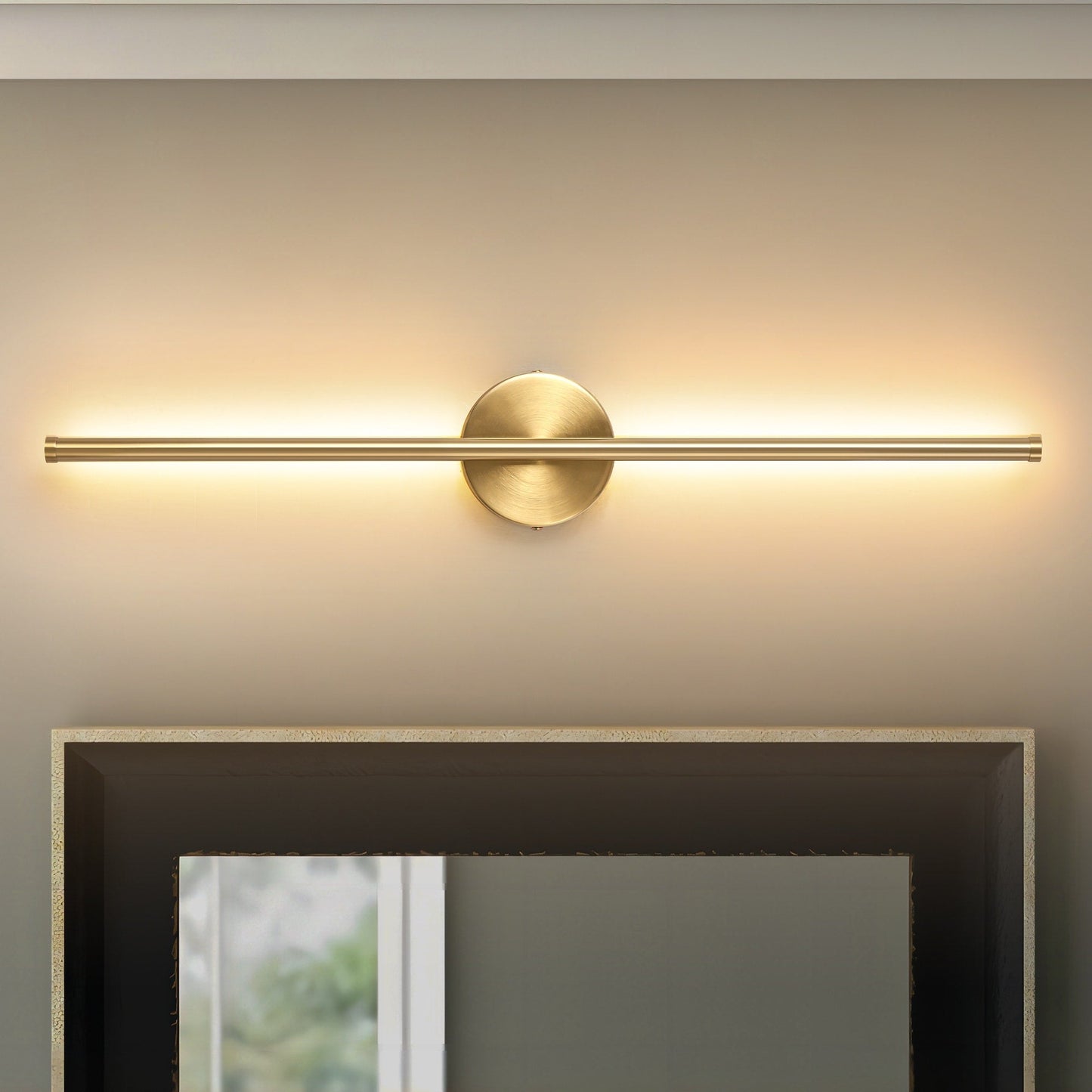 Applique murale linéaire moderne à 1 ampoule, noire/dorée/nickel, à LED, à intensité variable, pour salle de bain