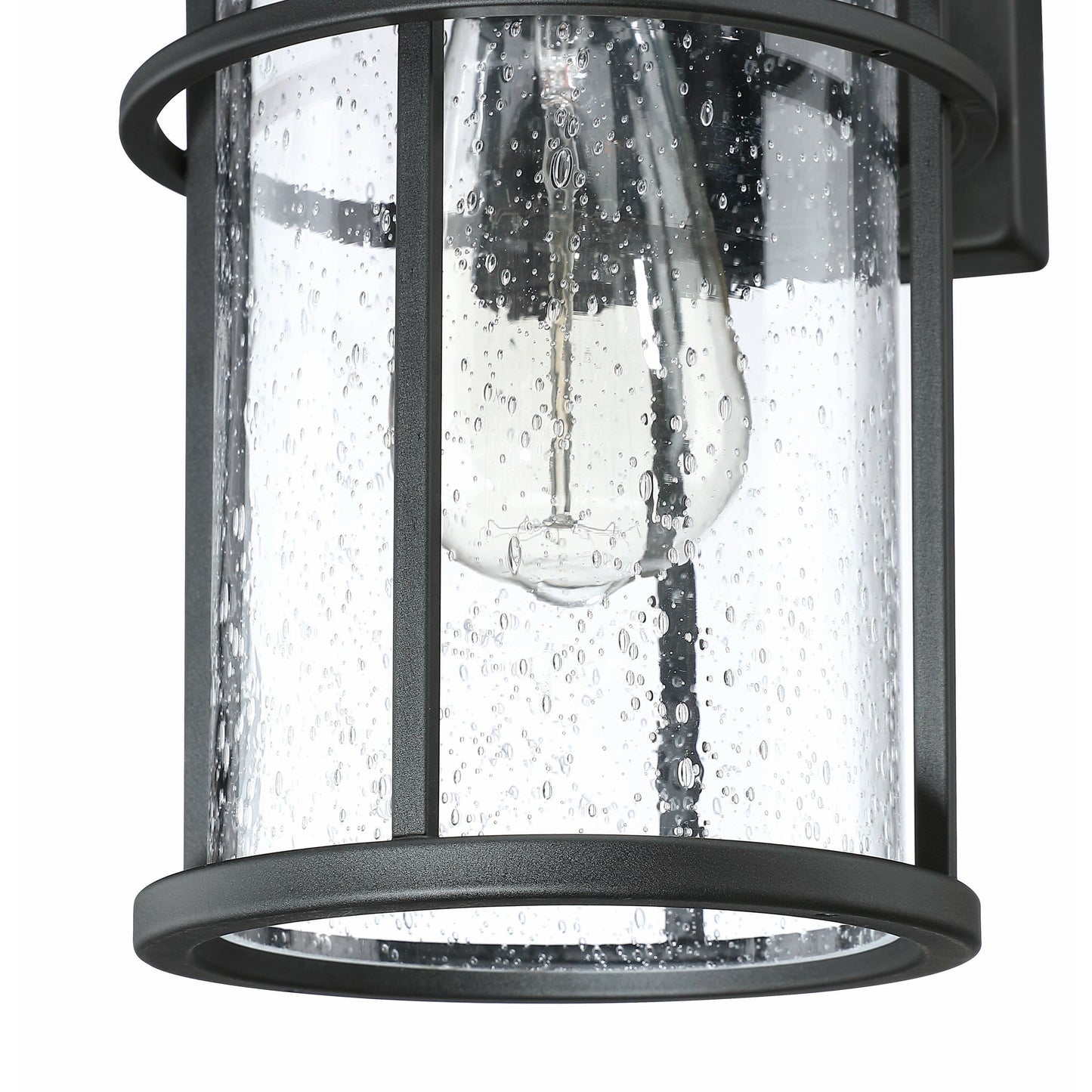 Lanterne murale d'extérieur noire en forme de dôme de grange côtière à 1 lumière en verre transparent
