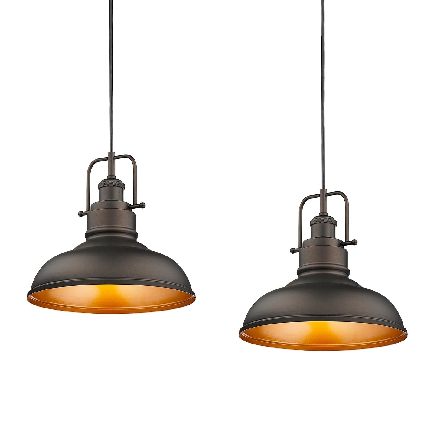 Suspension à dôme en métal de style industriel à 1 ampoule, finition bronze huilé
