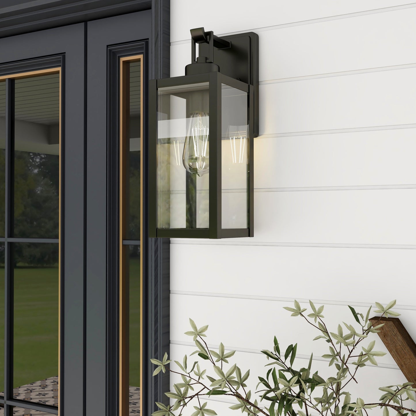 Lanterne murale d'extérieur moderne noire mate à 1 ampoule