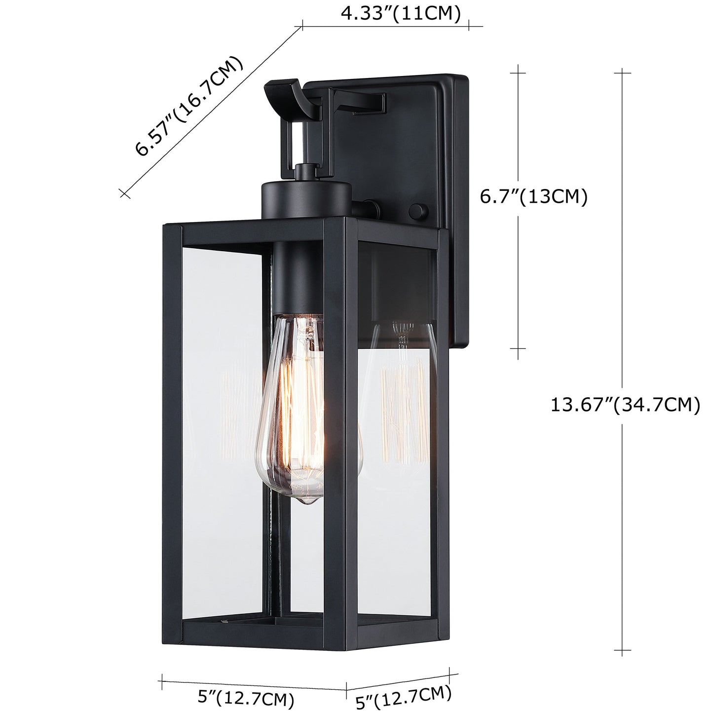 Lanterne murale d'extérieur moderne noire mate à 1 ampoule