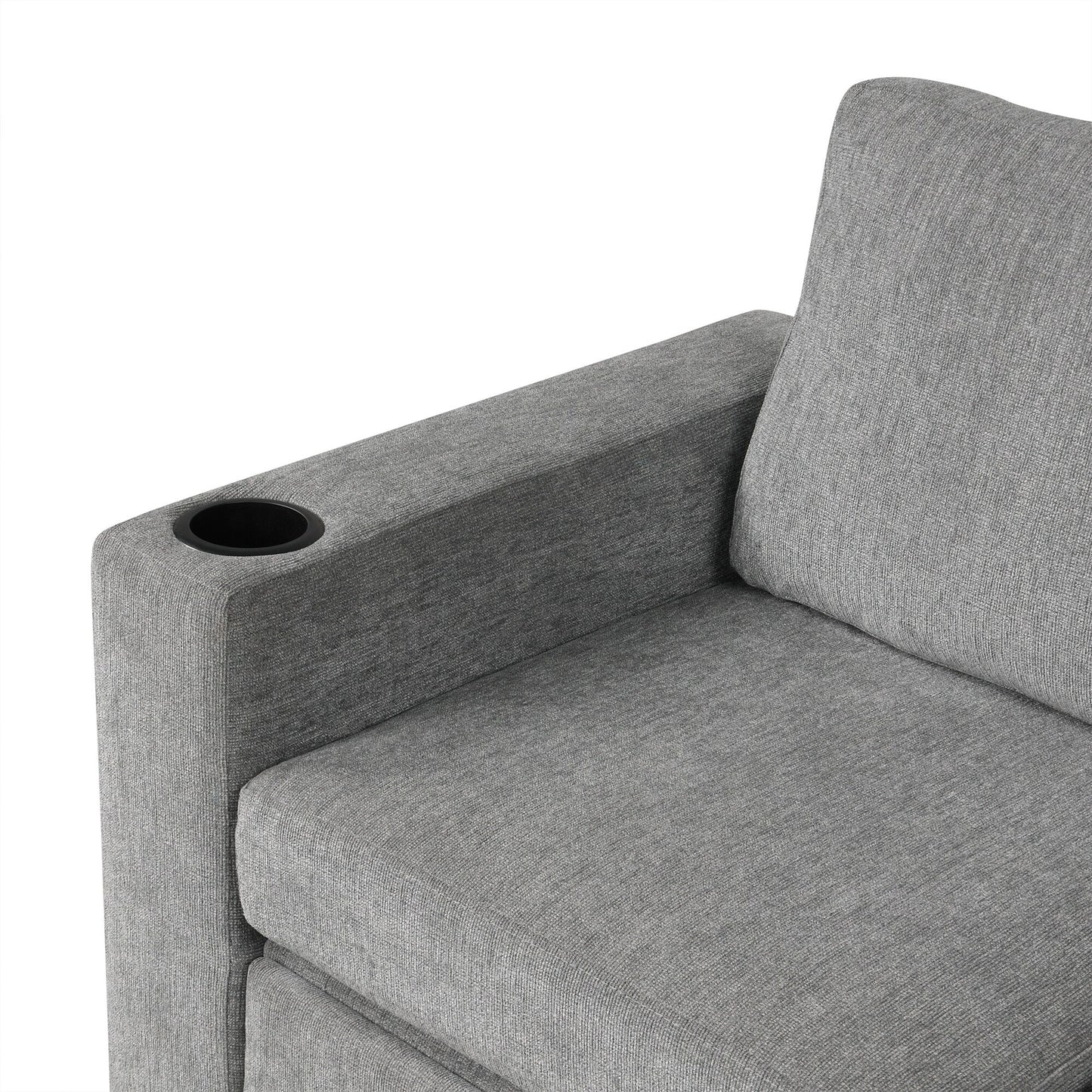 108 Inch Modular U‑Shaped Sectional Sofa with Pull Out Sleeper, USB Ports and Dual Cup Holders for Living Room