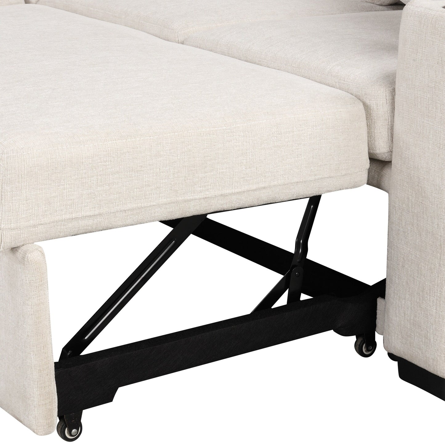 108 Inch Modular U‑Shaped Sectional Sofa with Pull Out Sleeper, USB Ports and Dual Cup Holders for Living Room