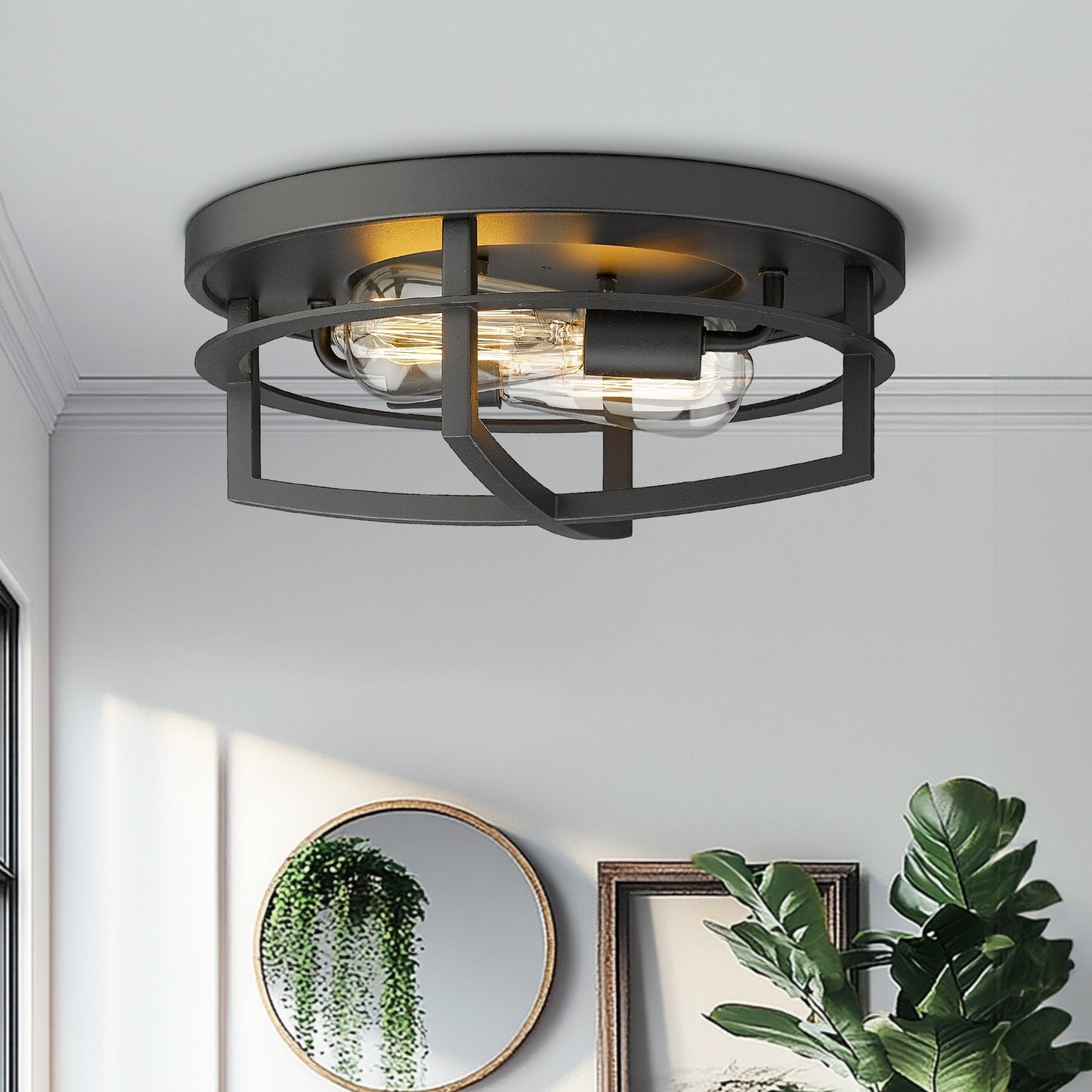 13 plafonniers industriels à 2 lampes encastrés