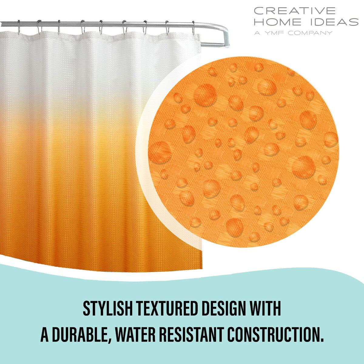 Ensemble de bain/douche 14 pièces : rideau de douche ombré, crochets et doublure PEVA