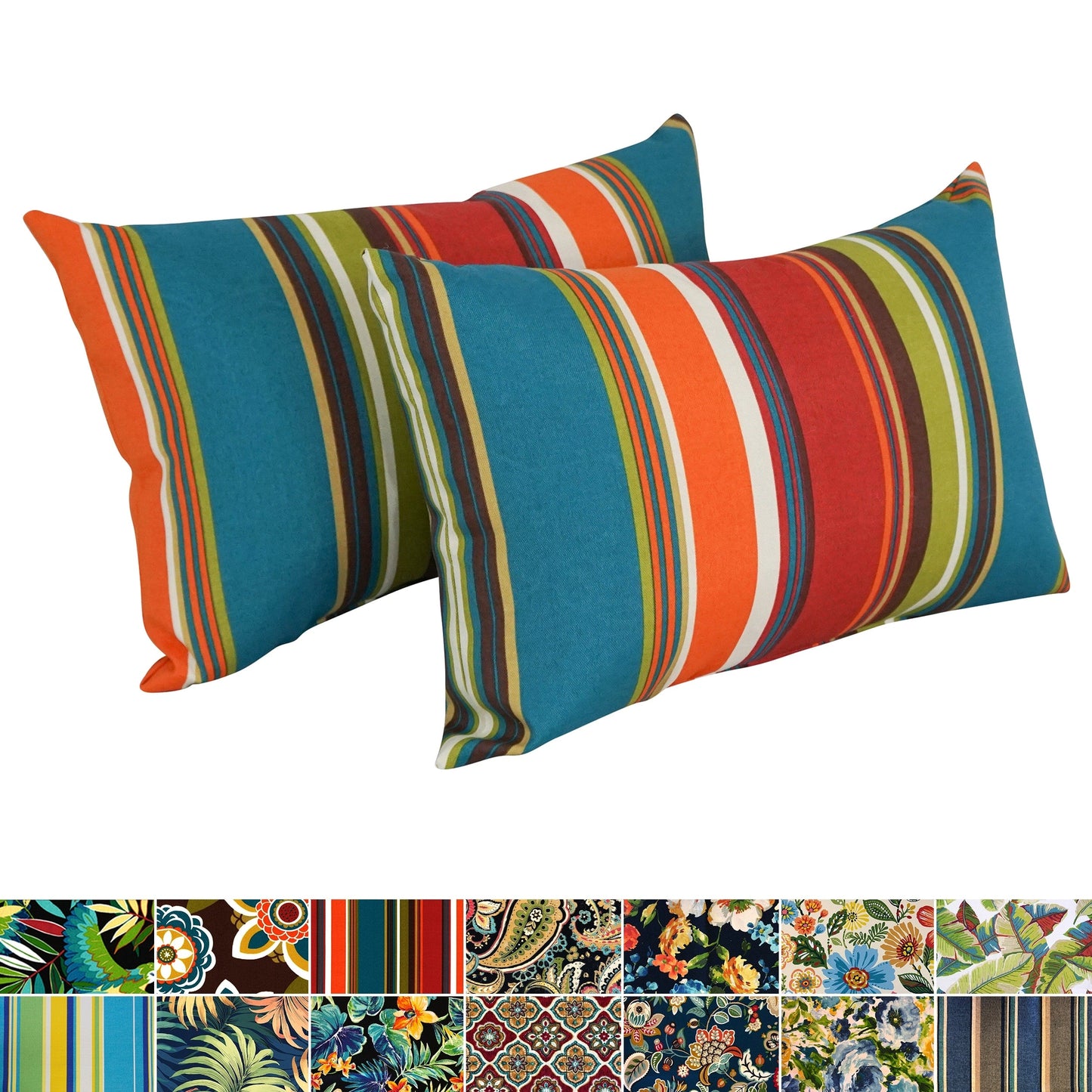 Coussins d'extérieur 19 pouces x 11 pouces (lot de 2, motifs multiples) - 19 x 11