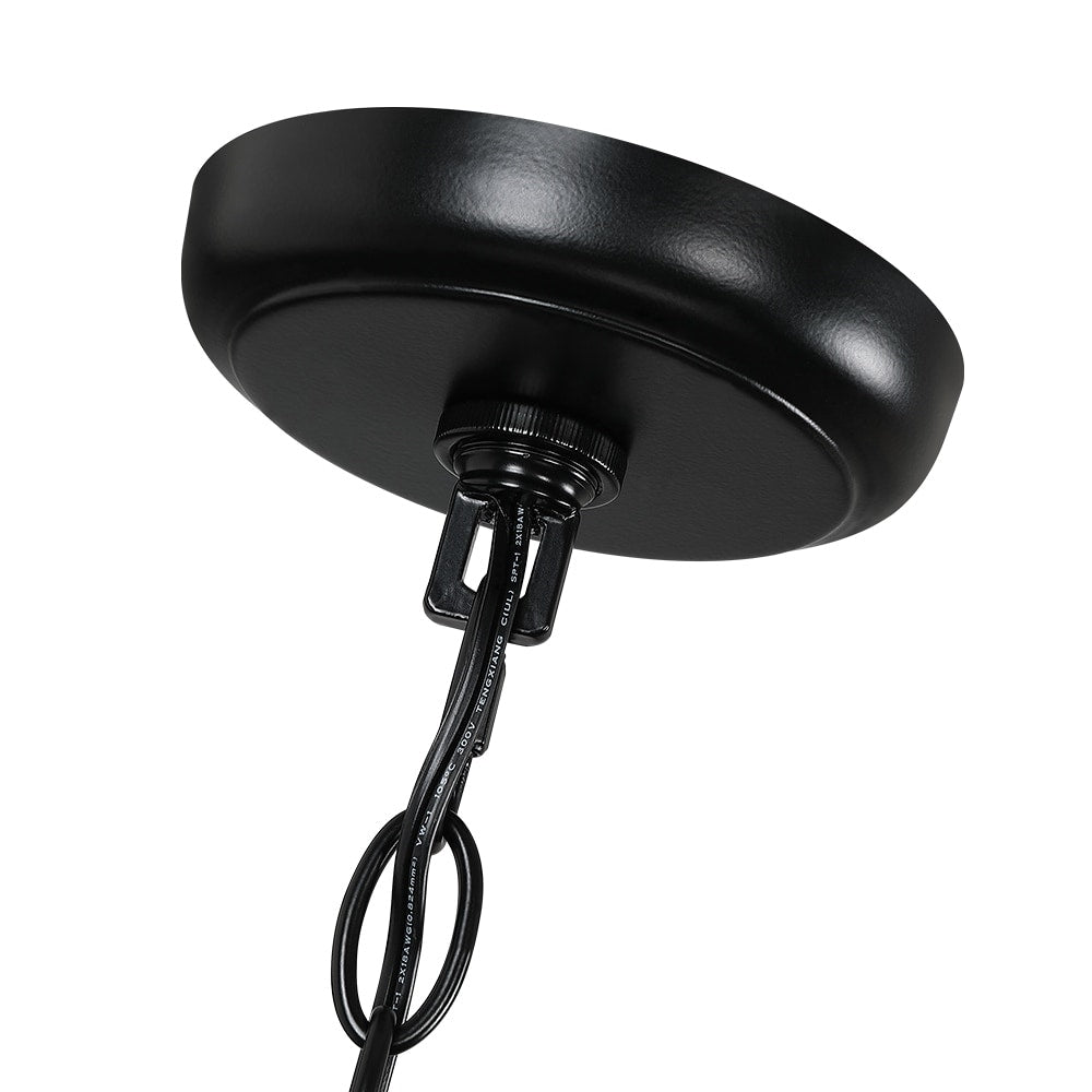 Grand luminaire suspendu d'extérieur transitionnel noir à 2 lumières avec verre transparent - 20 po de hauteur