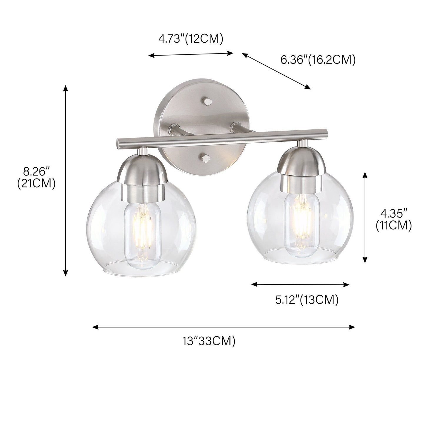 Luminaires de salle de bain vintage à 2 lampes