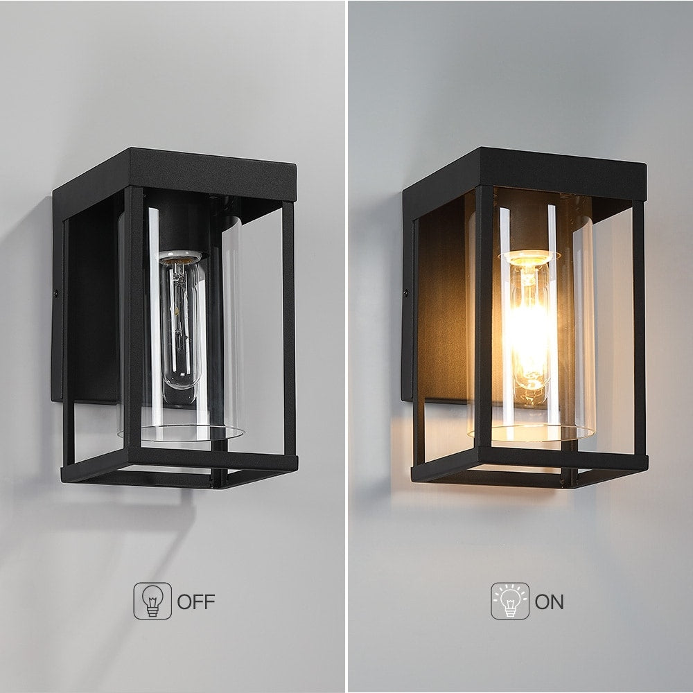Lot de 2 appliques murales d'extérieur noires avec verre transparent - 9H