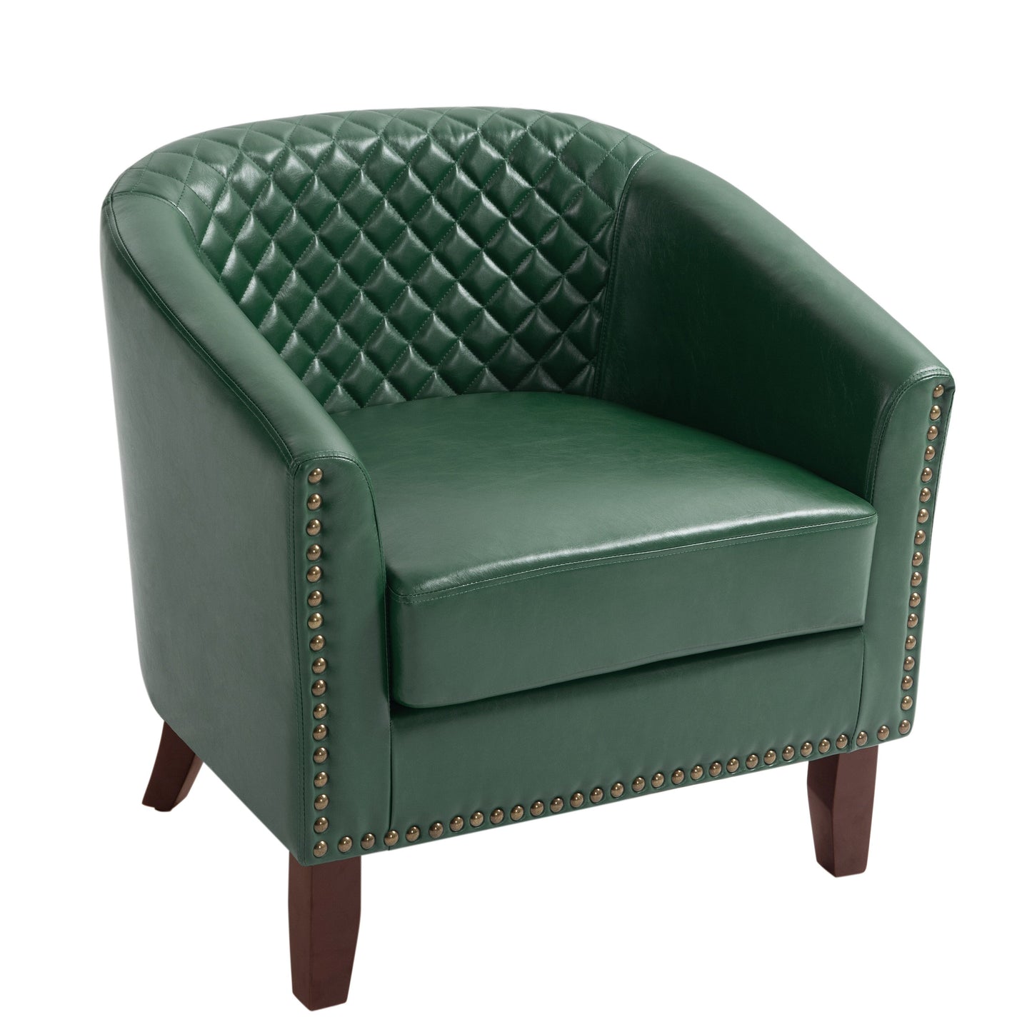 Lot de 2 chaises d'appoint tonneau en cuir vegan de 29 W avec garniture cloutée