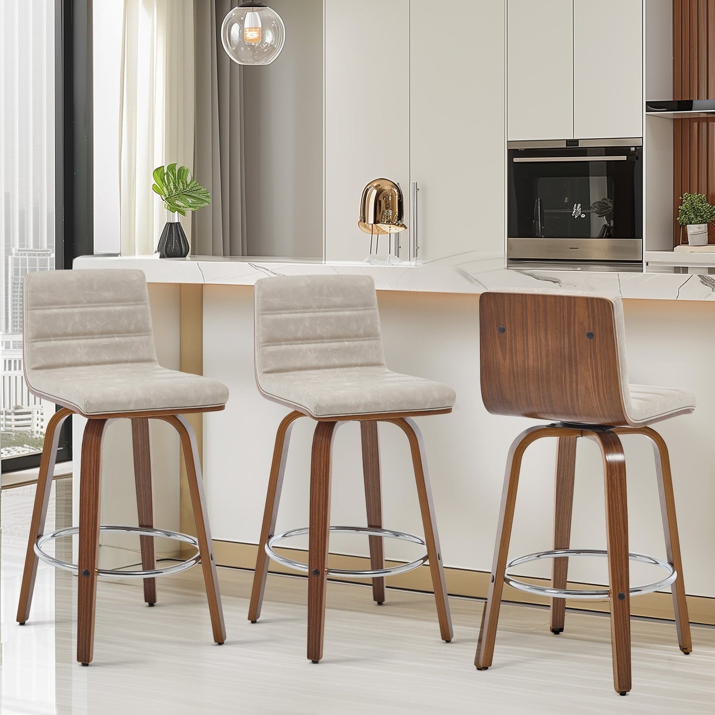 Tabourets de bar/comptoir pivotants en similicuir 26/29, lot de 2/3