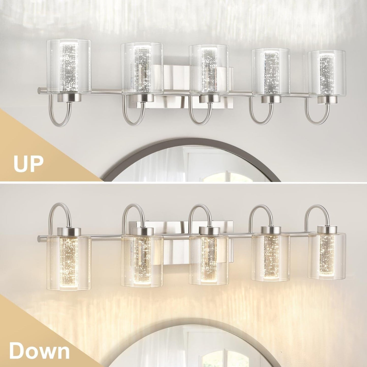 Luminaires de salle de bain 3/4/5/6 lumières en nickel brossé