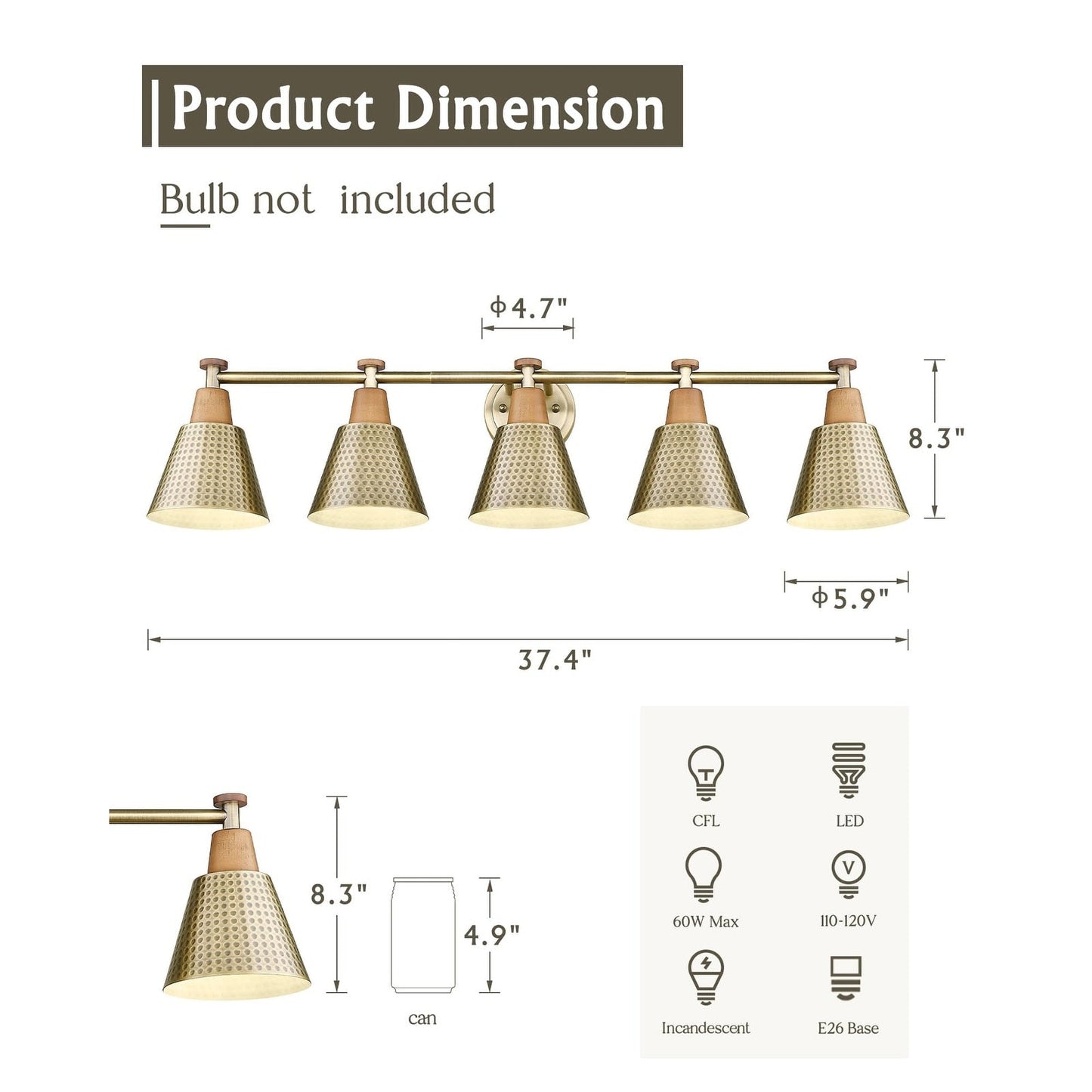 Luminaire de salle de bain moderne à 3, 5 ou 6 lampes