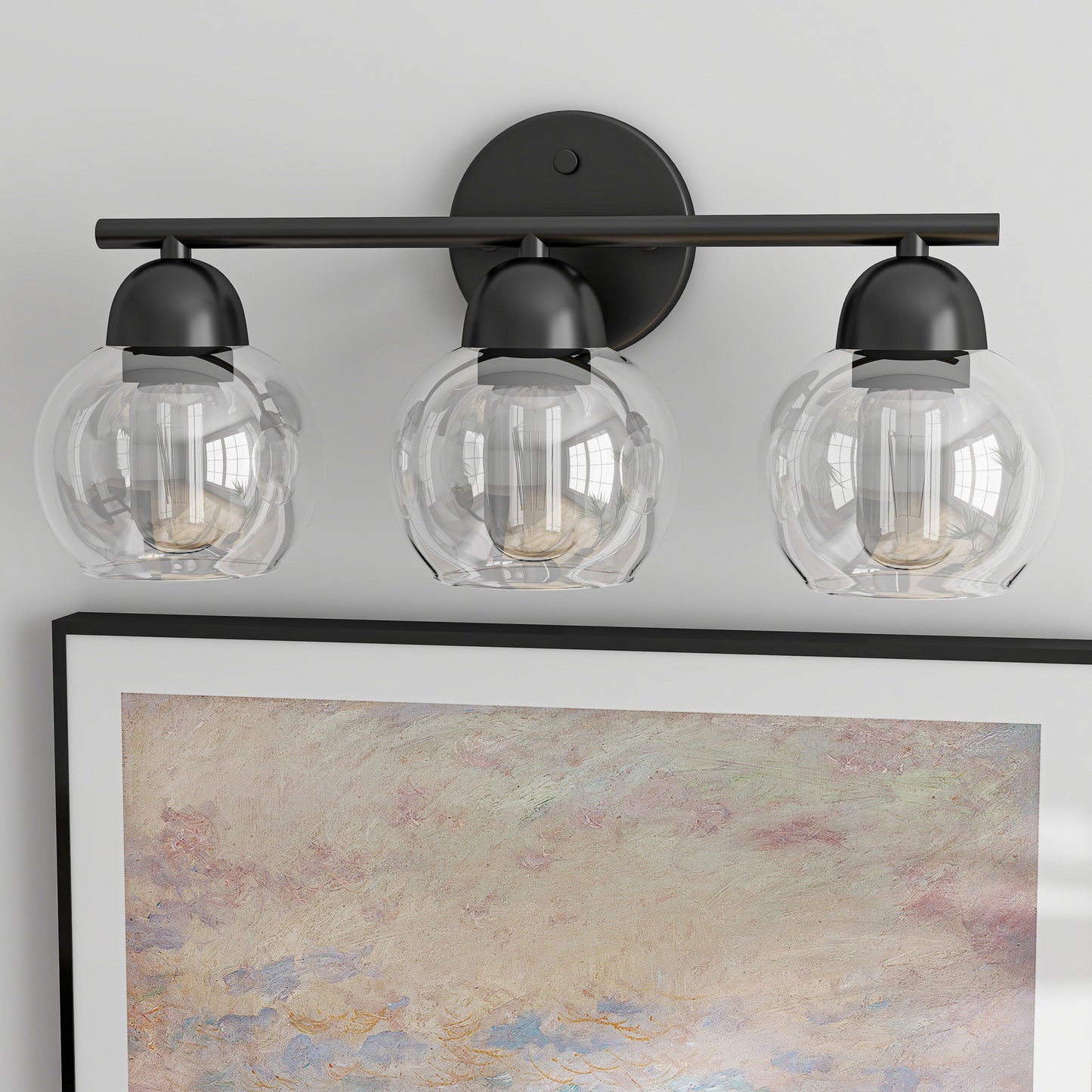 Luminaires de salle de bain ronds en verre à 3 lumières