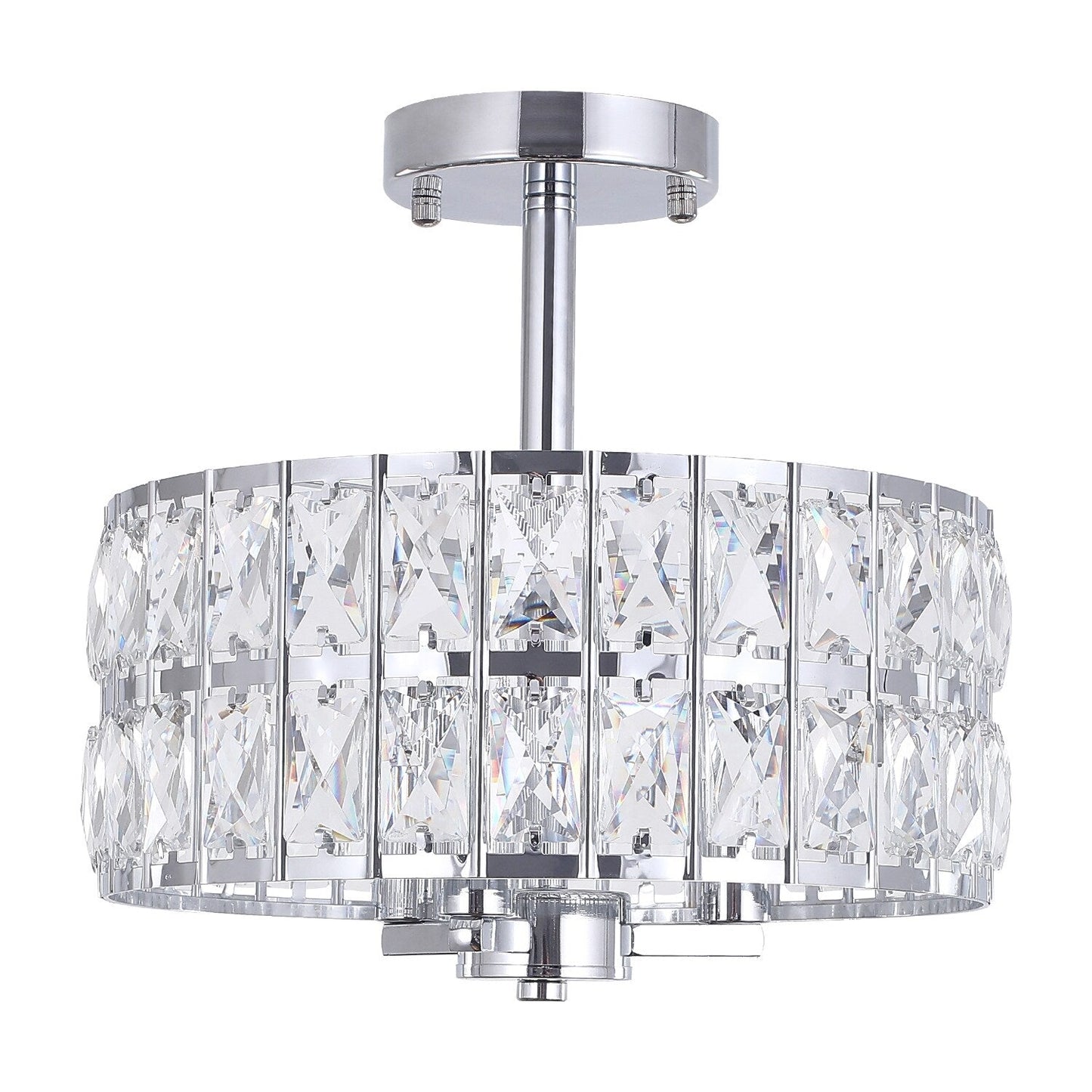 Plafonnier semi-encastré à 3 lumières en cristal pour salon et couloir