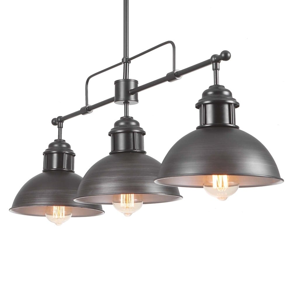 Suspension à 3 lumières en métal style campagnard rétro pour îlot de cuisine