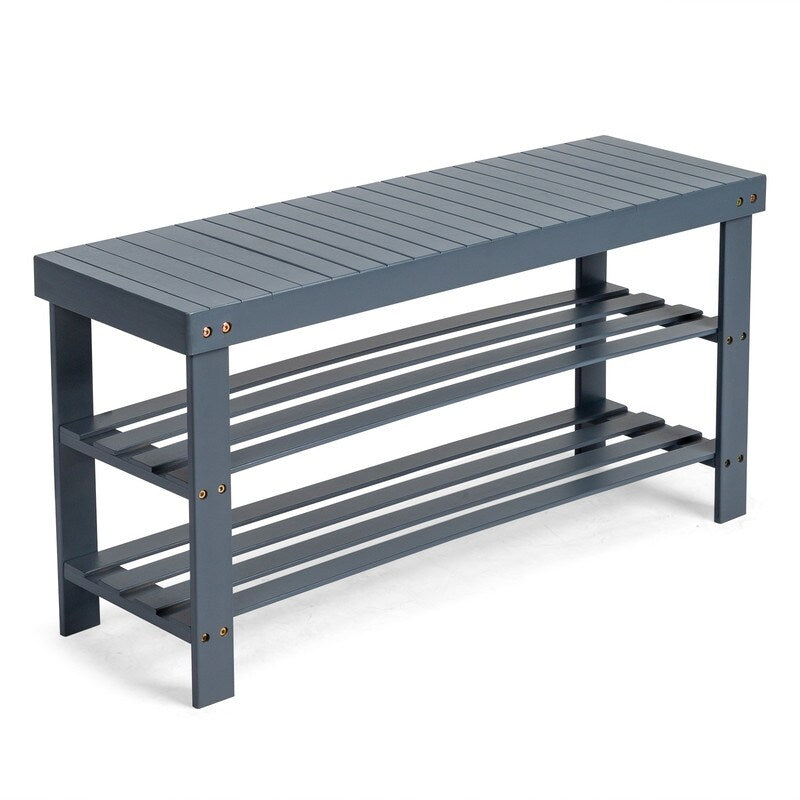 Banc à chaussures à 3 niveaux, organiseur de rangement pour chaussures pouvant supporter jusqu'à 240 lb