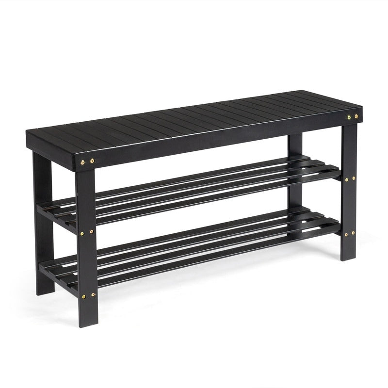 Banc à chaussures à 3 niveaux, organiseur de rangement pour chaussures pouvant supporter jusqu'à 240 lb