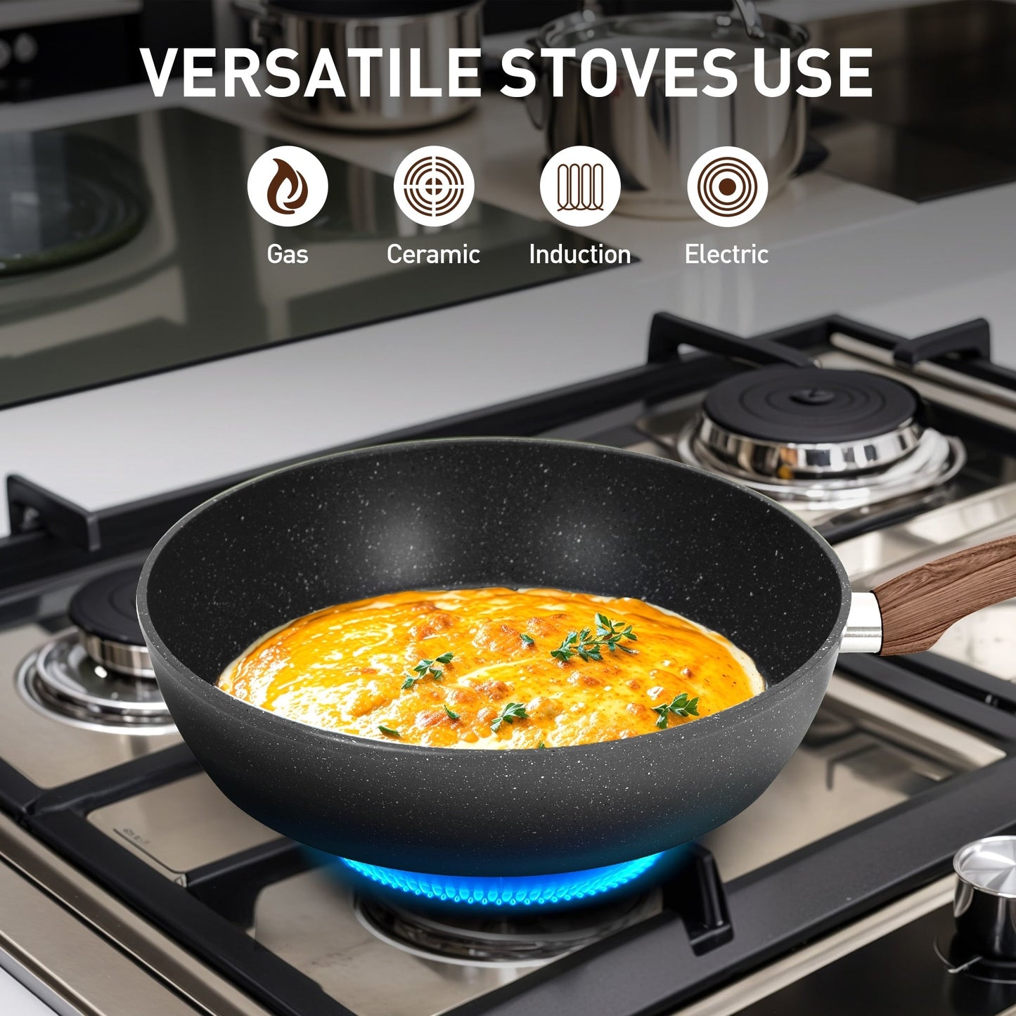 Batterie de cuisine et ustensiles de cuisson en granit de 30 pièces, ensemble de poêles de cuisson, ensemble de casseroles et poêles antiadhésives