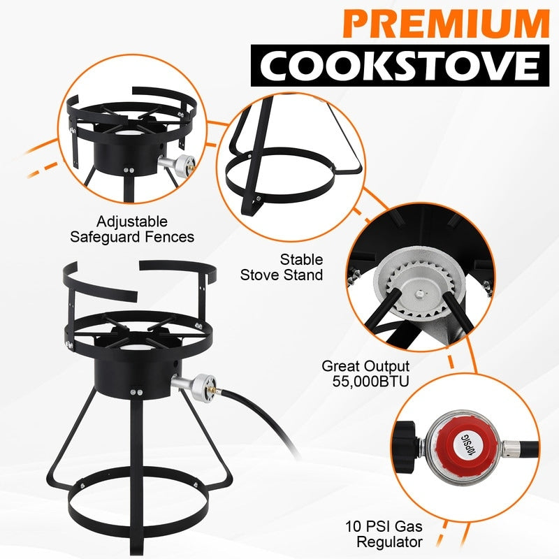 Ensemble friteuse à dinde en aluminium de 30 pintes et cuiseur vapeur à 1 brûleur
