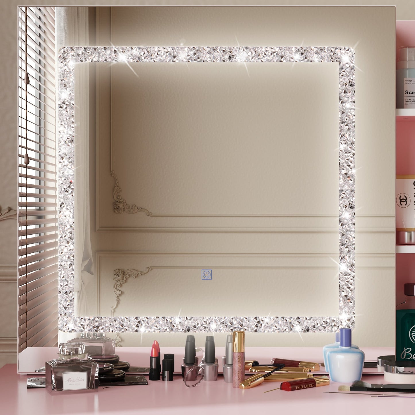 Ensemble de coiffeuse de maquillage de 39,4 po de large avec tabouret et miroir