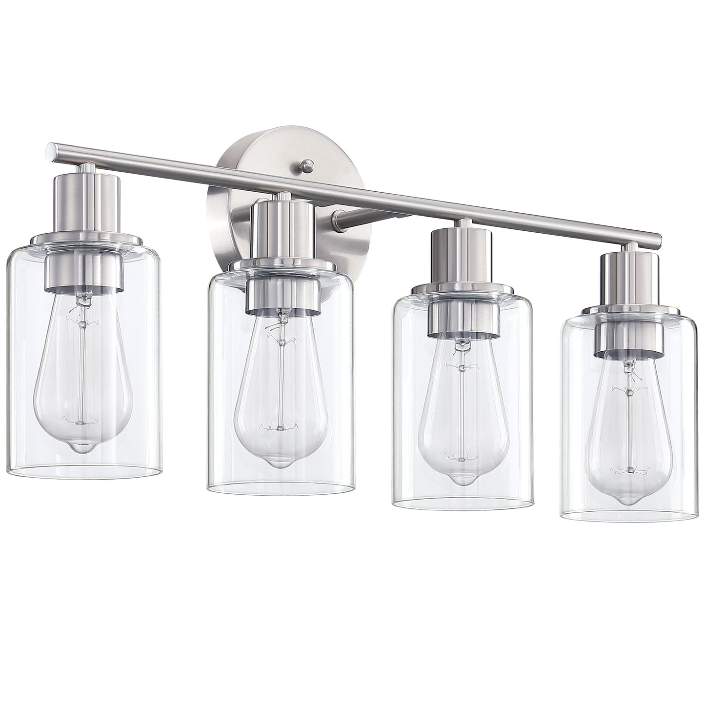 Applique de salle de bain à 4 lampes avec verre transparent
