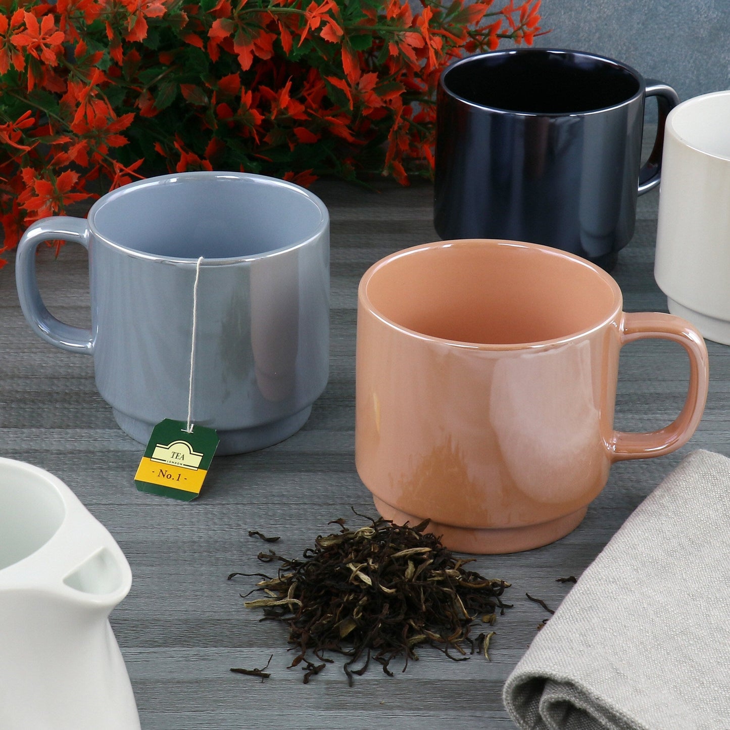 Ensemble de 4 tasses nacrées en grès de 14,8 onces