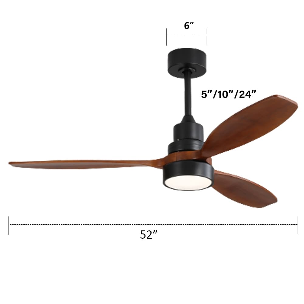 Ventilateur de plafond à LED intégré 48 et 52 pouces avec lumière et télécommande, moteur CC réversible