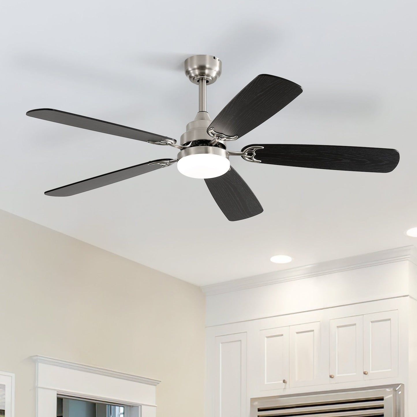 Ventilateur de plafond à LED intégré 48 et 52 pouces avec lumière et télécommande, moteur CC réversible