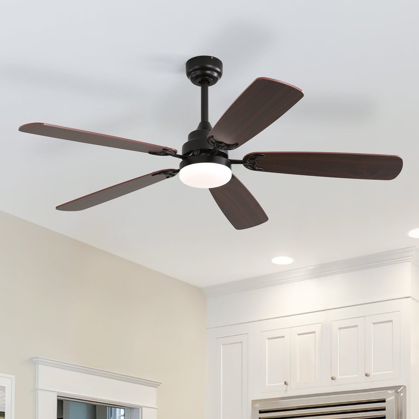 Ventilateur de plafond à LED intégré 48 et 52 pouces avec lumière et télécommande, moteur CC réversible