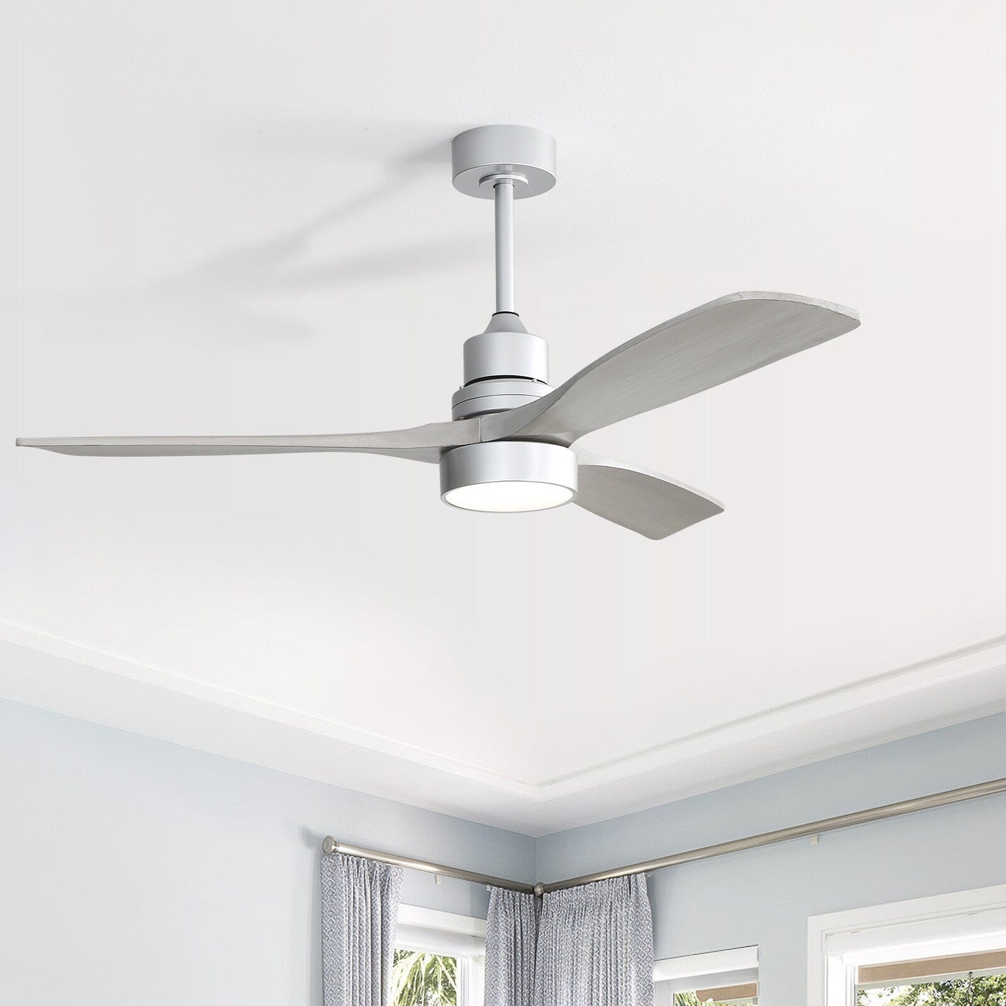Ventilateur de plafond à LED intégré 48 et 52 pouces avec lumière et télécommande, moteur CC réversible