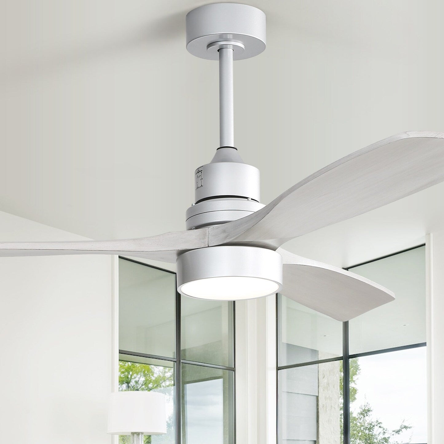 Ventilateur de plafond à LED intégré 48 et 52 pouces avec lumière et télécommande, moteur CC réversible