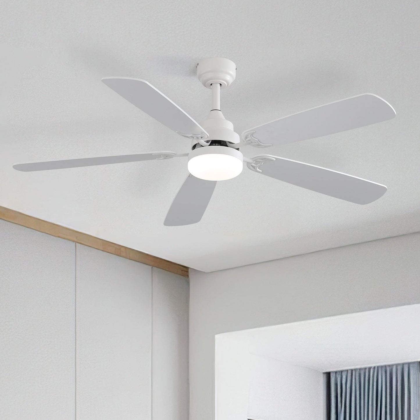 Ventilateur de plafond à LED intégré 48 et 52 pouces avec lumière et télécommande, moteur CC réversible