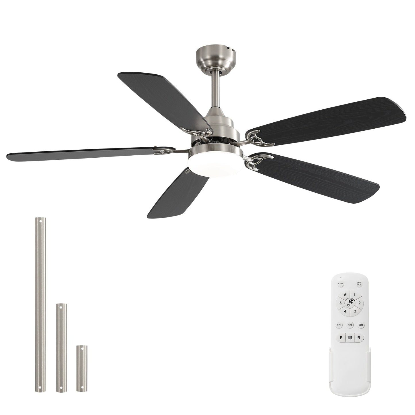 Ventilateur de plafond à LED intégré 48 et 52 pouces avec lumière et télécommande, moteur CC réversible