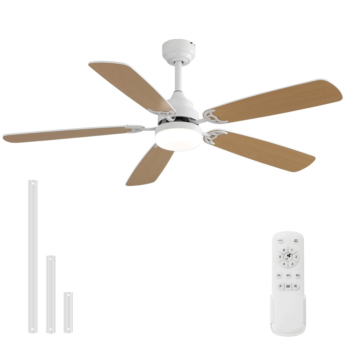 Ventilateur de plafond à LED intégré 48 et 52 pouces avec lumière et télécommande, moteur CC réversible