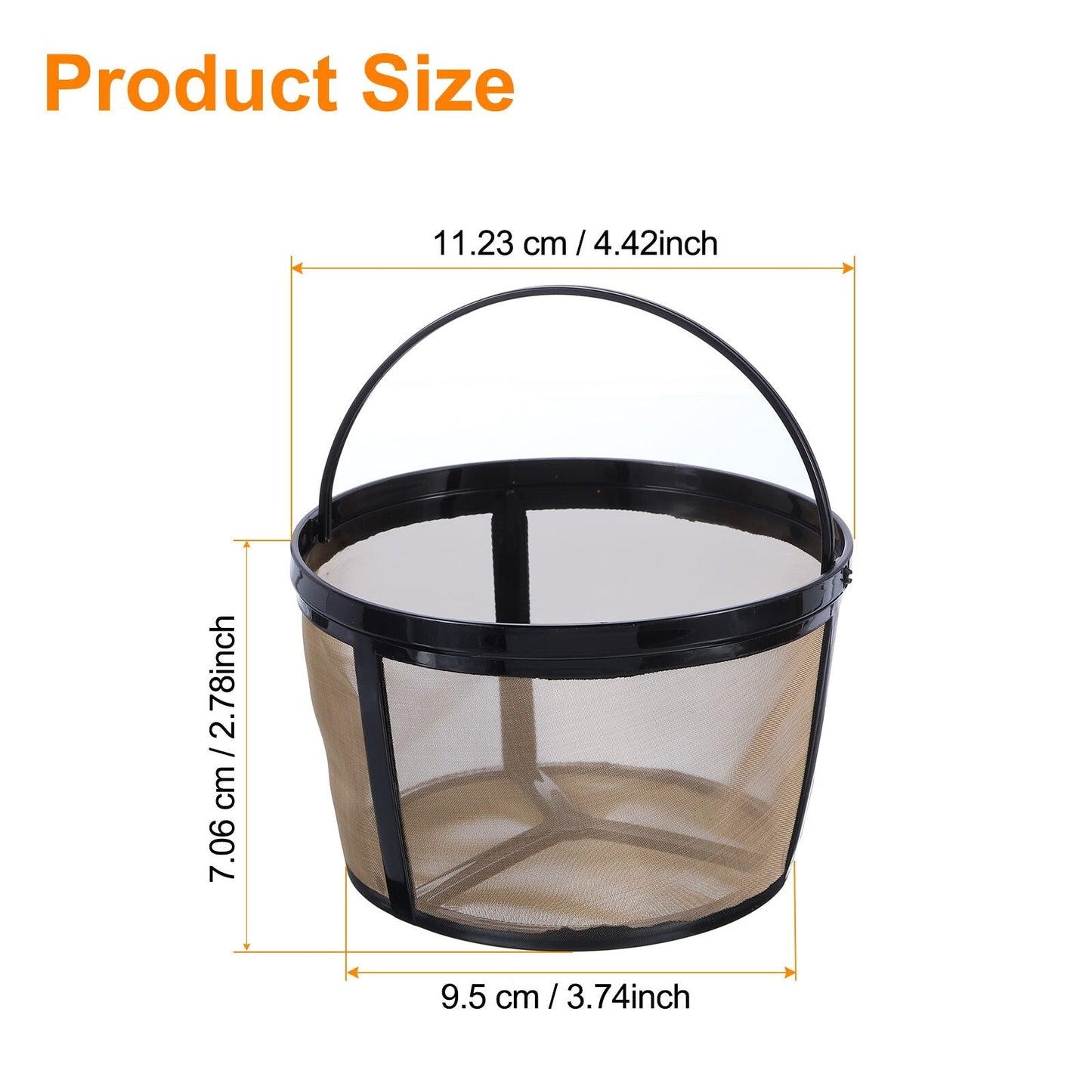 Lot de 4 paniers à filtre à café, filtre de remplacement avec fond en maille, doré