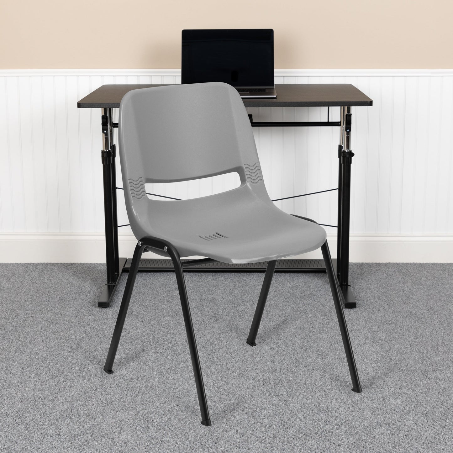 Lot de 5 chaises empilables ergonomiques à coque avec cadre en métal, capacité de charge de 880 lb (23,5 po x 19,25 po x 32 po)