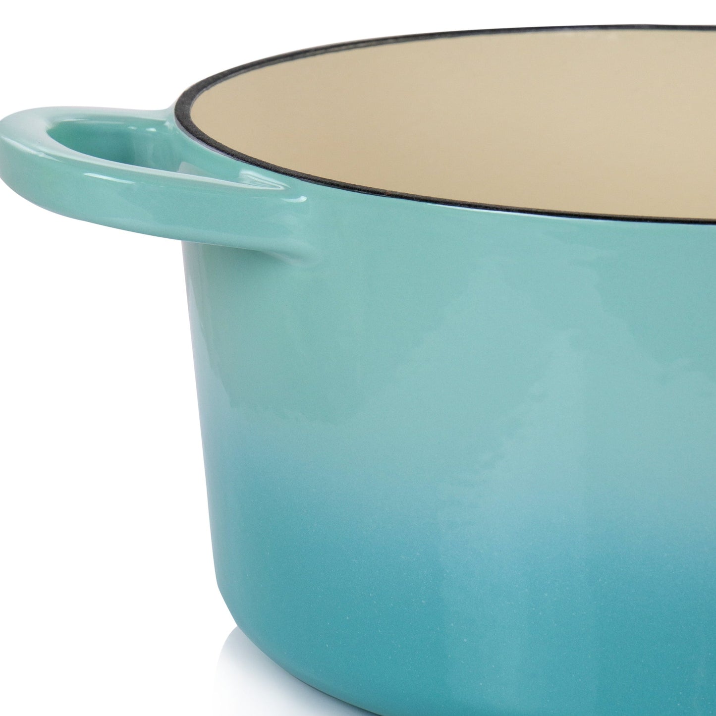 Cocotte en fonte émaillée de 5 litres, couleur bleu sarcelle clair