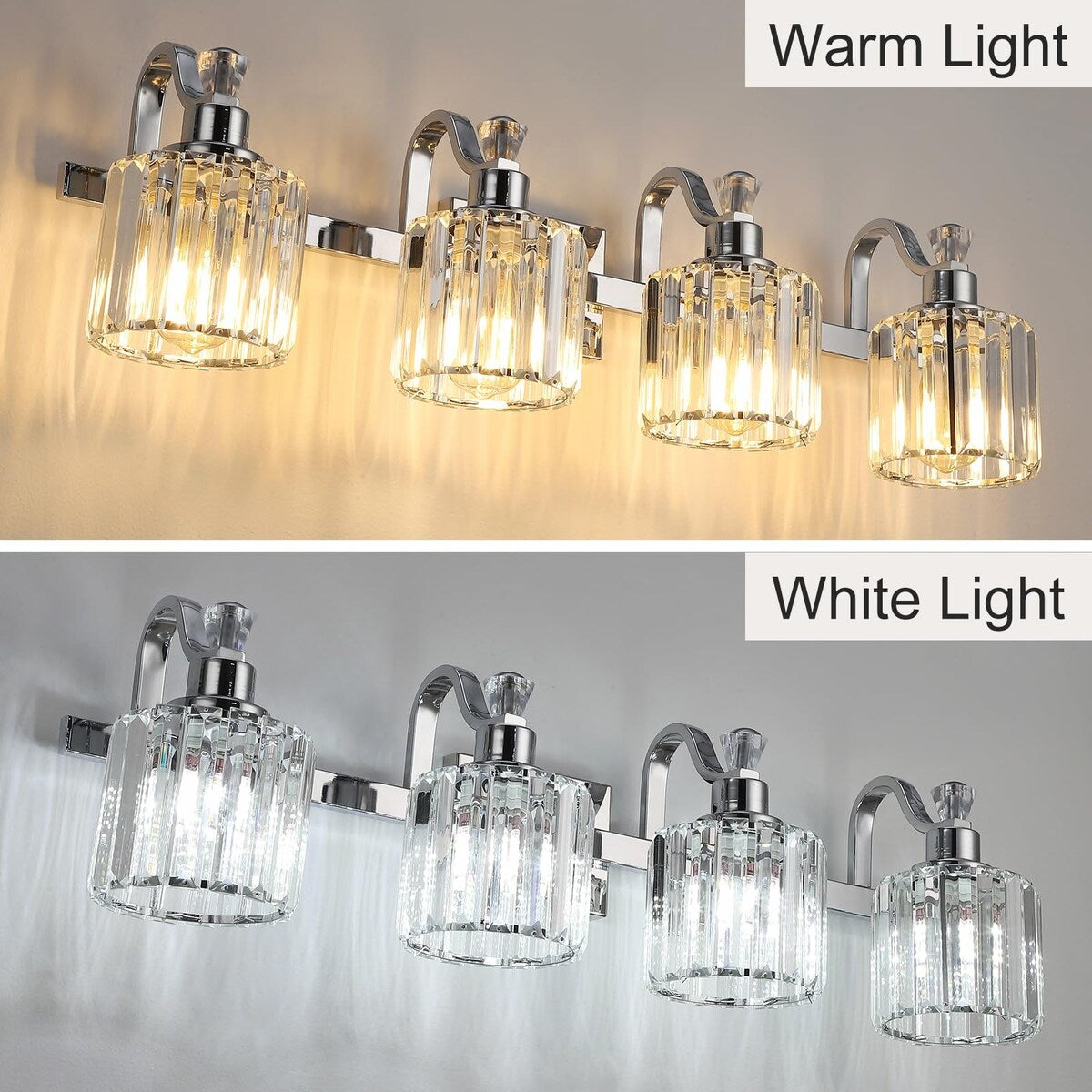 Luminaires de salle de bain modernes en cristal à 5 lumières