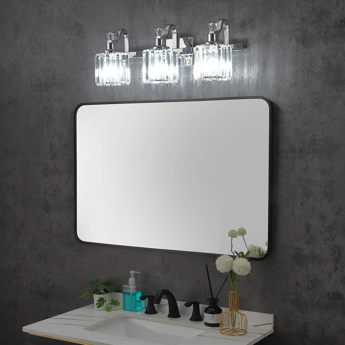 Luminaires de salle de bain modernes en cristal à 5 lumières