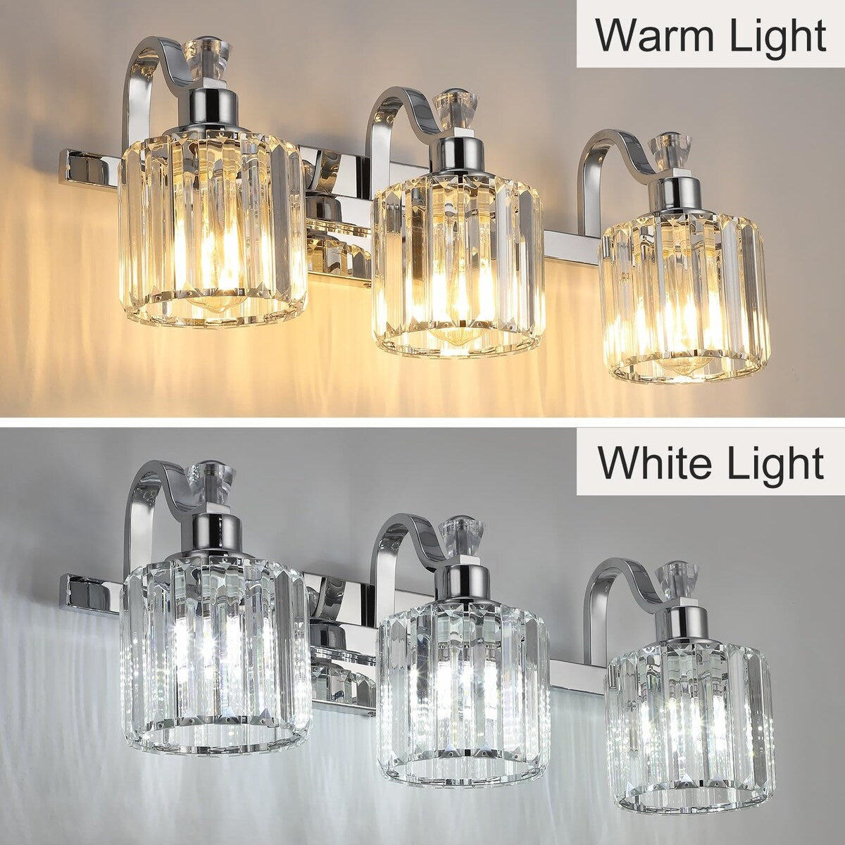 Luminaires de salle de bain modernes en cristal à 5 lumières