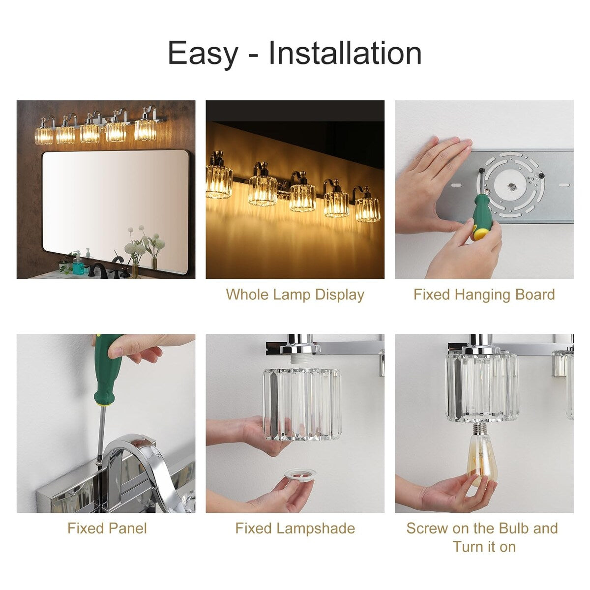 Luminaires de salle de bain modernes en cristal à 5 lumières