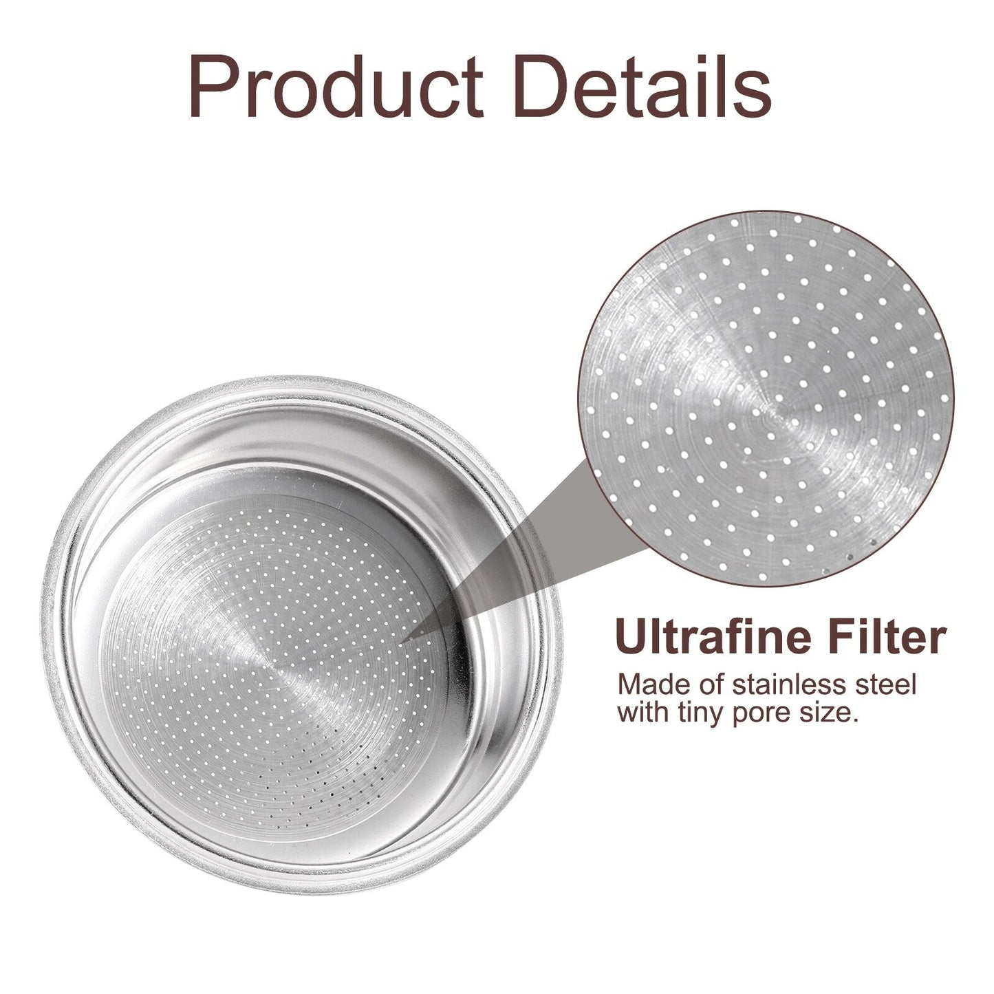Panier filtre à café 51 mm, bol pour machine à expresso 1 tasse en acier inoxydable - Argent