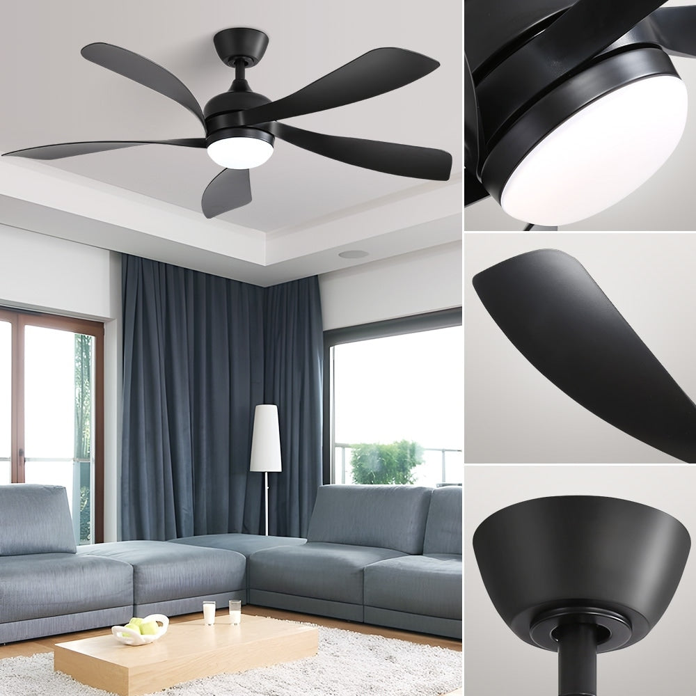 Ventilateur de plafond de 52 pouces avec télécommande et lumières, moteur CC silencieux, 5 pales, haut débit d'air (CFM)