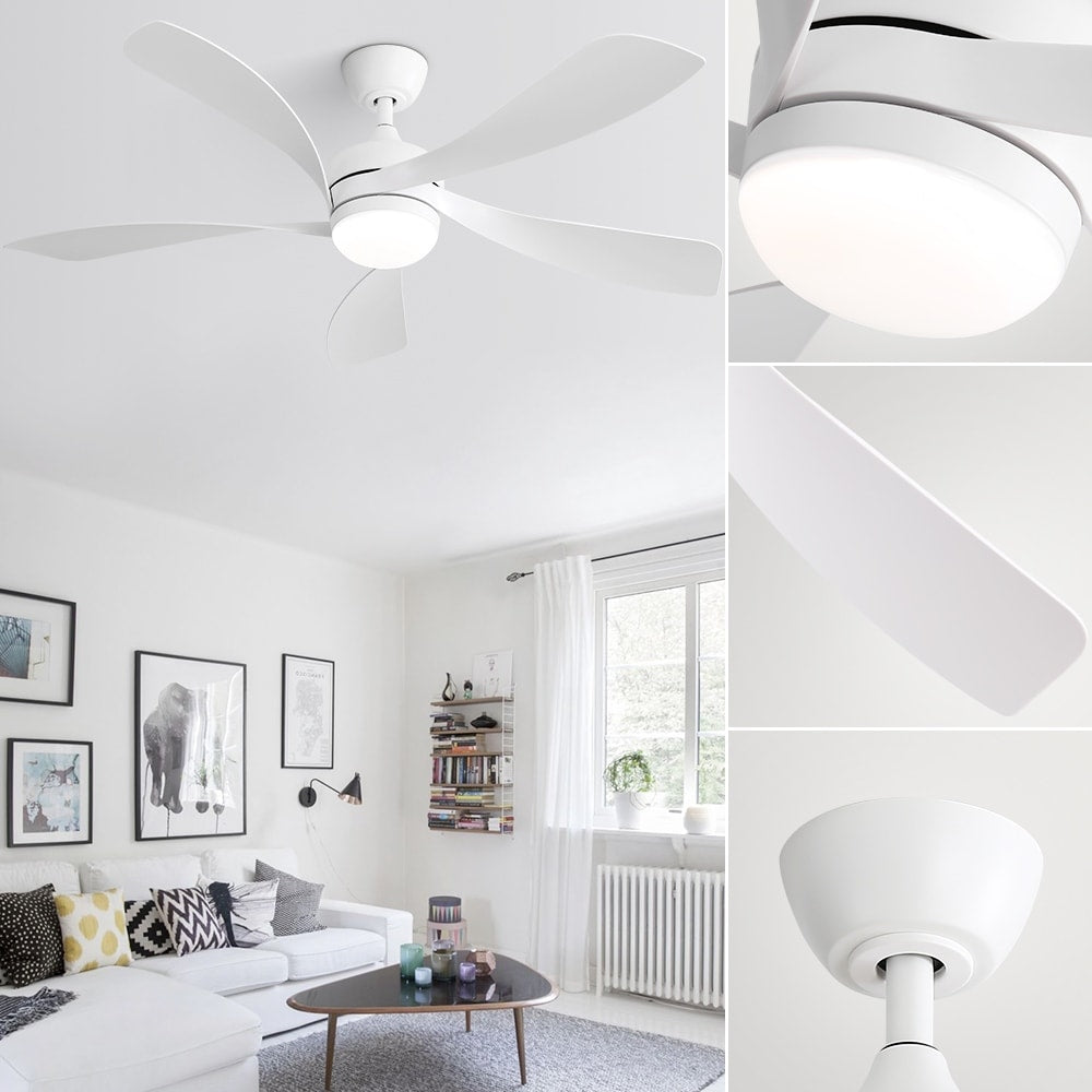 Ventilateur de plafond de 52 pouces avec télécommande et lumières, moteur CC silencieux, 5 pales, haut débit d'air (CFM)